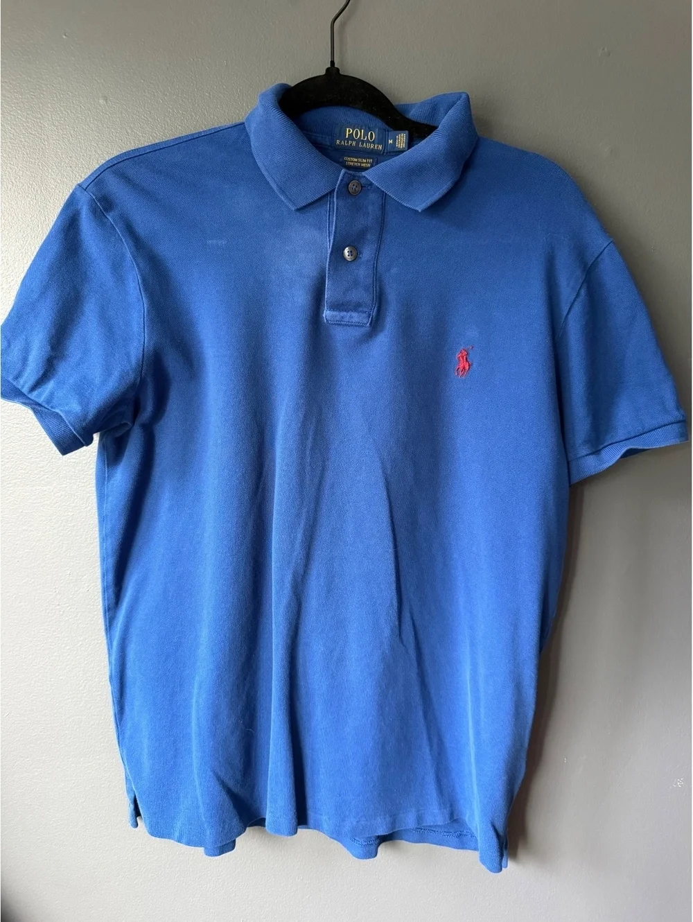 Polo Ralph Lauren Custom Slim Fit Stretch Mesh Polo Shirt Medium Blue